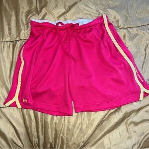 Under Armour heatgear Pink/Yellow Athletic Shorts sz MD